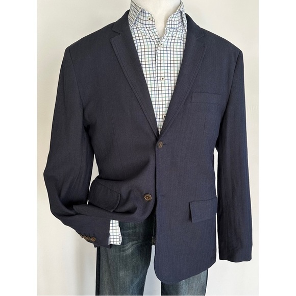 JACHS Troy Herringbone Unstructured Herringbone Blazer Large New - Picture 16 of 16